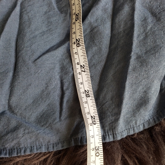 Western Look Long Tunic Top Jean Look With Sheen Loose Half Lace Fit Shirt S / M - Picture 10 of 10